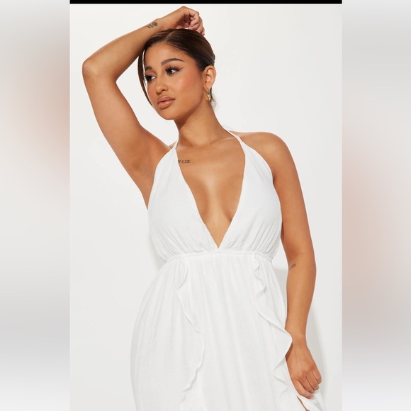 Fashion Nova: AYLA RUFFLE MAXI DRESS - WHITE - XS - Picture 2 of 3